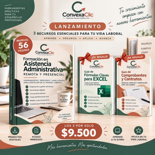 Manual Completo + 2 Guías de Regalo - Formación en Asistencia Administrativa ConvexaClic